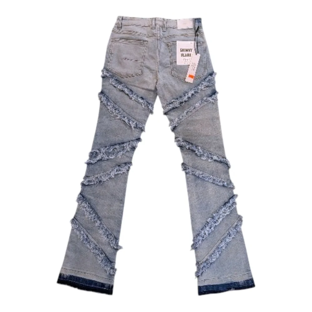 KDNK Light Blue Stacked Skinny Flare Jeans Size 28 New